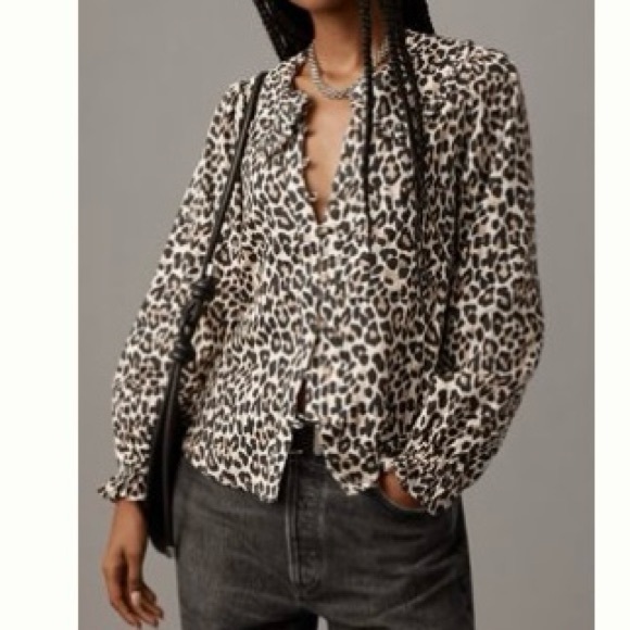 Pilcro for Anthropologie Leopard Print Women's Top